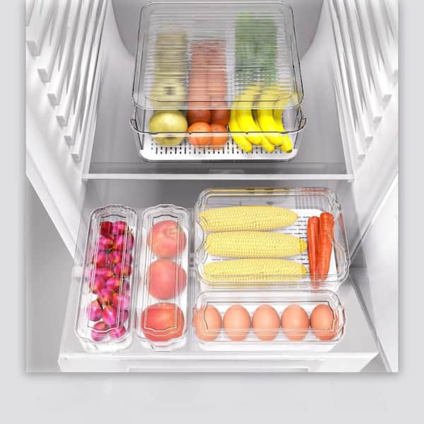 8-Pack Fridge Organizers and Storage Bins with Lids for Kitchen, Pantry, Refrigerator, Food, Fruit, Vegetable Storage