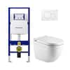2-piece 0.8/1.6 GPF Dual Flush KARO Elongated Toilet with 2x6 Concealed Tank and Plate in White, Seat Included