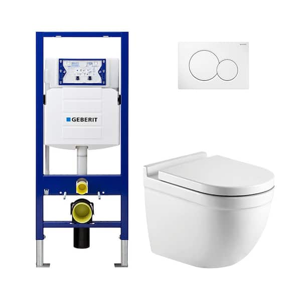 Jolly Hertog Halloween Geberit 2-piece 0.8/1.6 GPF Dual Flush KARO Elongated Toilet with 2x6  Concealed Tank and Plate in White, Seat Included C-5170.01KIT2x6 - The Home  Depot