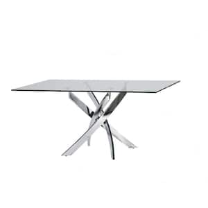 Danielle Glass Glass 63 in. Pedestal Dining Table (Seats 6)
