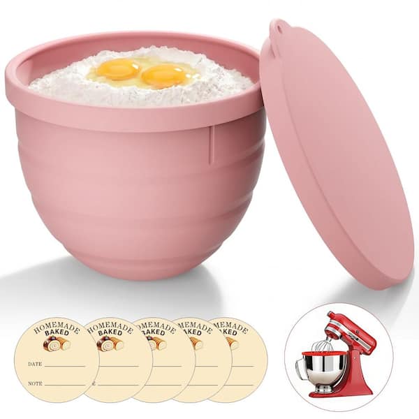 5 Quart Misty Rose Silicone Mixer Bowl Liners with Lids for KitchenAid Tilt-Head Stand Mixers