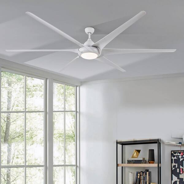 100 in. Indoor Smart LED White Low Profile Ceiling Fan with Lights