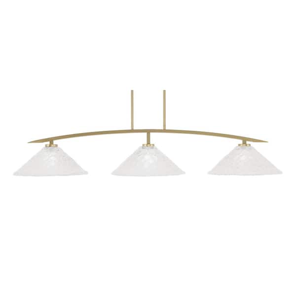 Unbranded Siena 3-Light New Age Brass Billiard Light with 16 in. Italian Bubble Glass Shades No Bulbs Included
