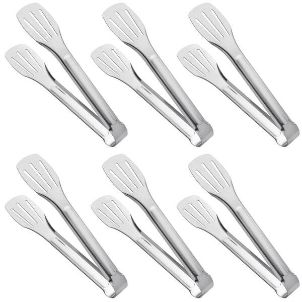 Stainless Steel Serving Tongs, Buffet Food Tongs, 6-Piece Set, 7 Inch