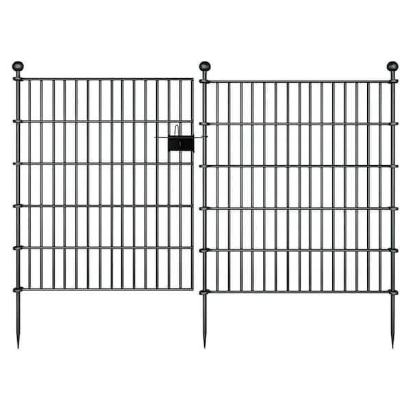 Outdoor Garden Fence 24 in. Rustproof Metal Panels for Yard with Ground Stakes No Dig Temporary Animal Barrier
