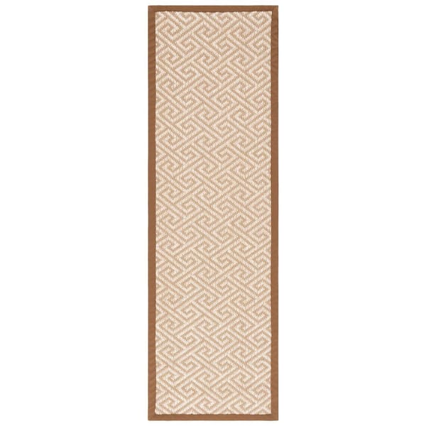 SAFAVIEH Natural Fiber Beige/Ivory 3 ft. x 8 ft. Border Meander Runner Rug