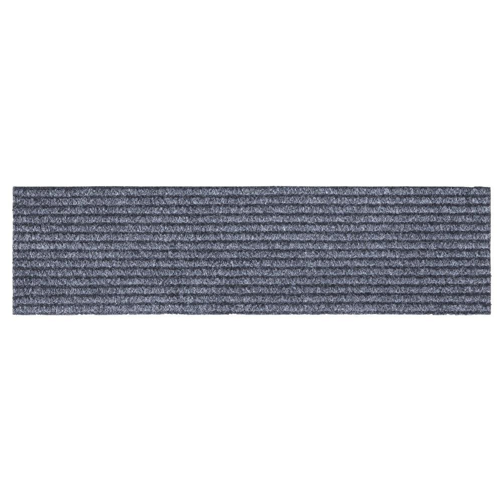 Gray Non-Slip Rubberback Ribbed Stair Treads Set of 7