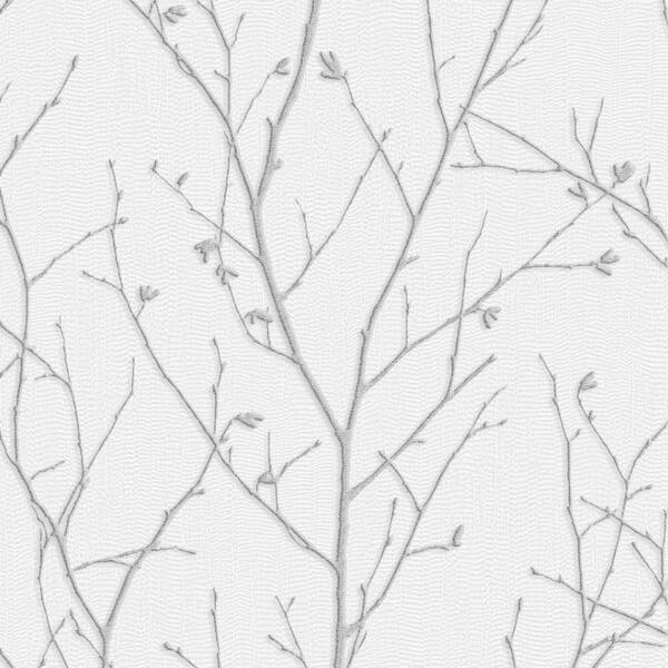 Graham & Brown Water Silk Sprig Light Silver Wallpaper Sample
