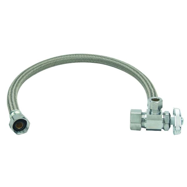 BrassCraft Faucet Kit: 1/2 in. Comp x 3/8 in. Comp x 3/8 in. Comp Multi-Turn Dual Outlet Valve with 20 in. Connector and Flange