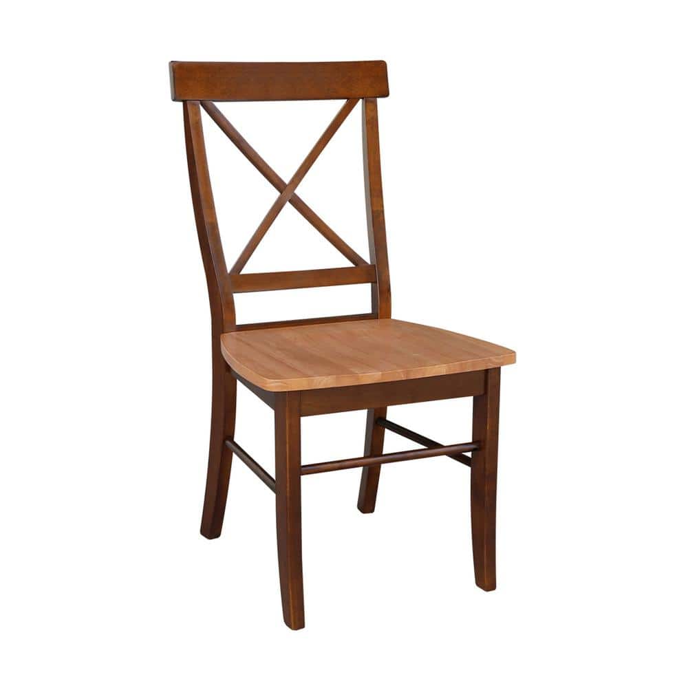 Elegant Pecan Brown Solid Wood Cross-Back Side Chair