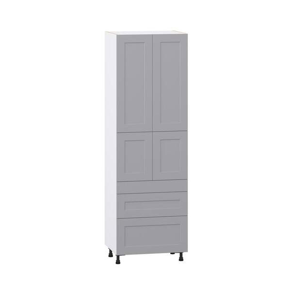 Roseland 30 in. W x 24 in. D x 94.5 in. H Assembled Shaker Pantry Kitchen Cabinet in Slate Gray with 5 Drawers