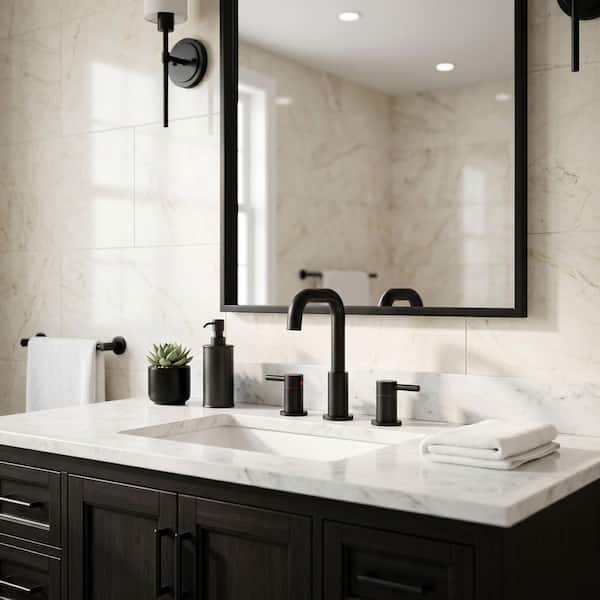 WOWOW 8 in. Widespread Double Handle Bathroom Basin Faucet with