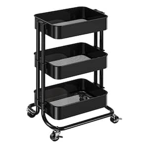 13 in. W x 16.5 in. D x 29.1 in. H Black Metal Outdoor Storage Cabinet with 2 Lockable Wheels