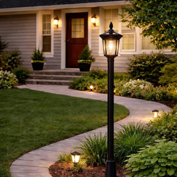 NEXTOP 1-Light Black Solar Outdoor Weather Resistant Post Light