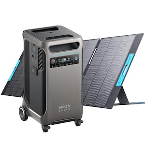 6000W Output/9000W Peak SOLIX F3800 Push Button Start All-in-one Power Station w/ 1 400W Solar Panel for Home/RV Backup