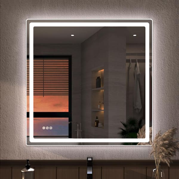 Hermitage Bath Niveous 36 in. W x 36 in. H Rectangular with Rounded Corners Frameless LED Wall Bathroom Vanity Mirror