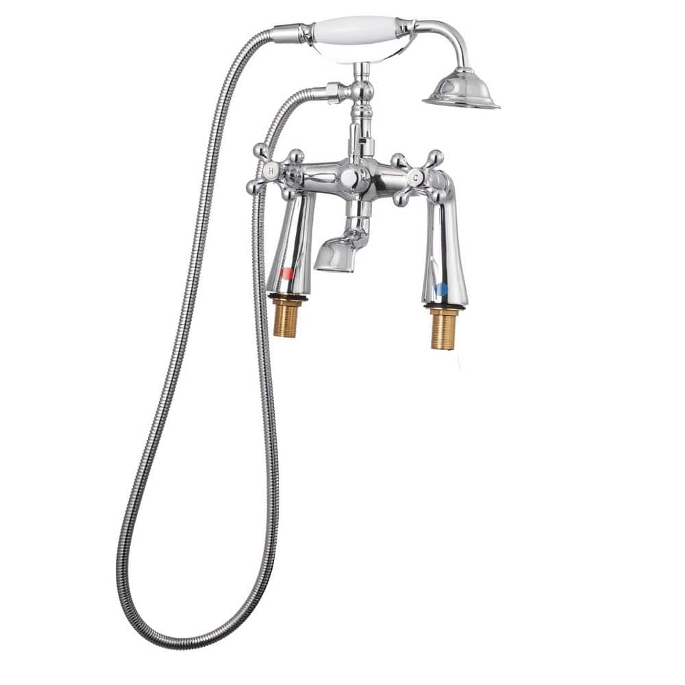 Clawfoot Tub Faucet, Deck Mount Bathtub Faucets, Vintage Polished Chrome Clawfoot Tub Filler Faucet Shower Kit price history on PriceWatchPro
