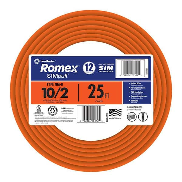 Southwire 15 ft. 10/3 Solid Romex SIMpull CU NM-B W/G Wire Pink