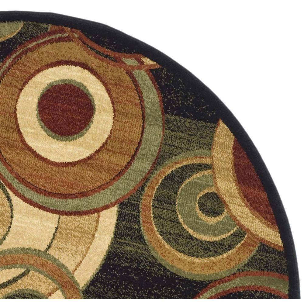 7' Round Black Multi Tufted Synthetic Area Rug