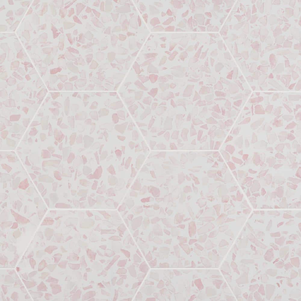 Pink Hexagon Terrazzo Look Porcelain Floor & Wall Tile