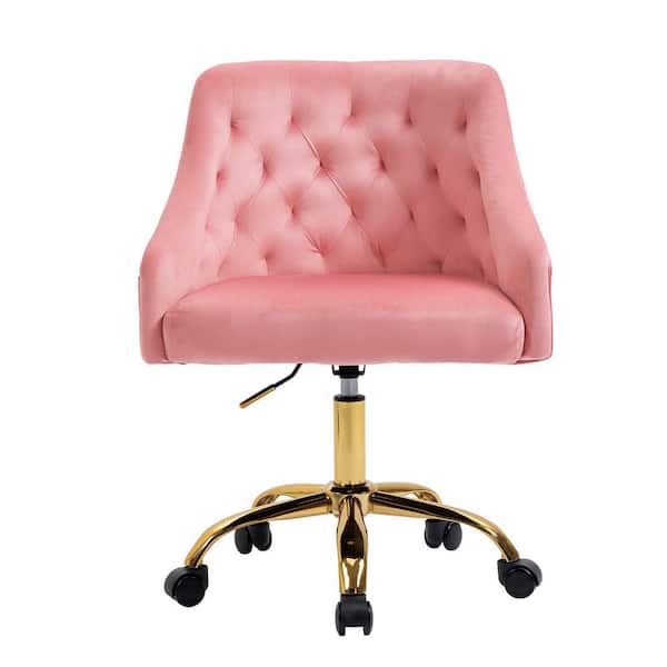 Unbranded Peach 360° Swivel Velvet Height Adjustable Office Chairs with Wheels