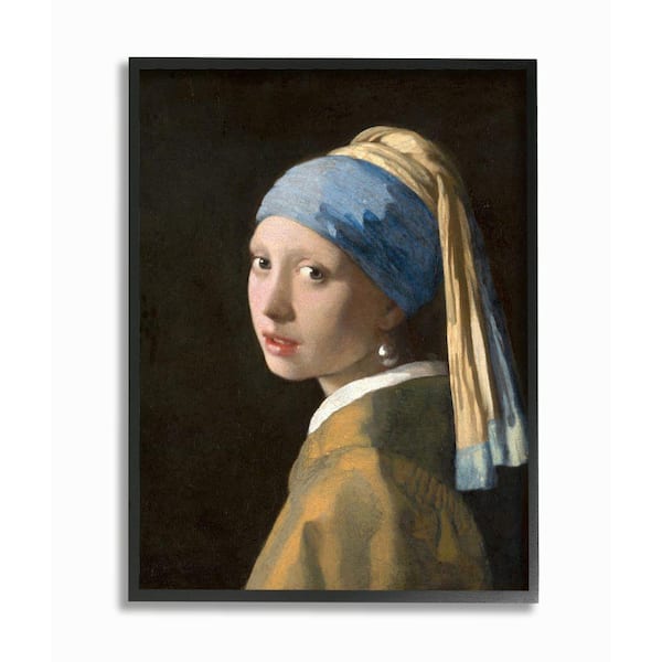 11 in. x 14 in. "Vermeer Girl With A Pearl Earring Classical Portrait Painting" by Johannes Vermeer Framed Wall Art