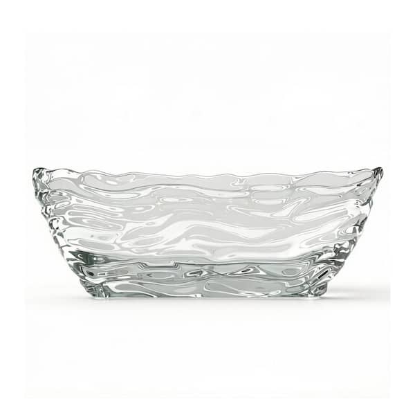 67 in. Center Drain Freestanding Transparent Resin Flatbottom Bathtub with Water-Ripple Texture in Clear