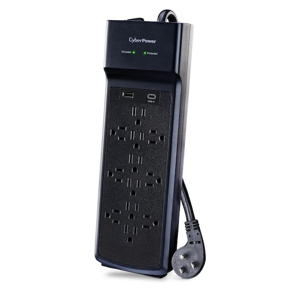 CyberPower 12-Outlet Surge Protector with USB-A and USB-C, 8 ft
