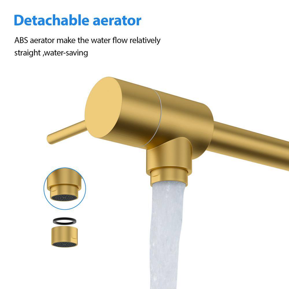 Brushed Gold Double Handle Wall Mount Pot Filler