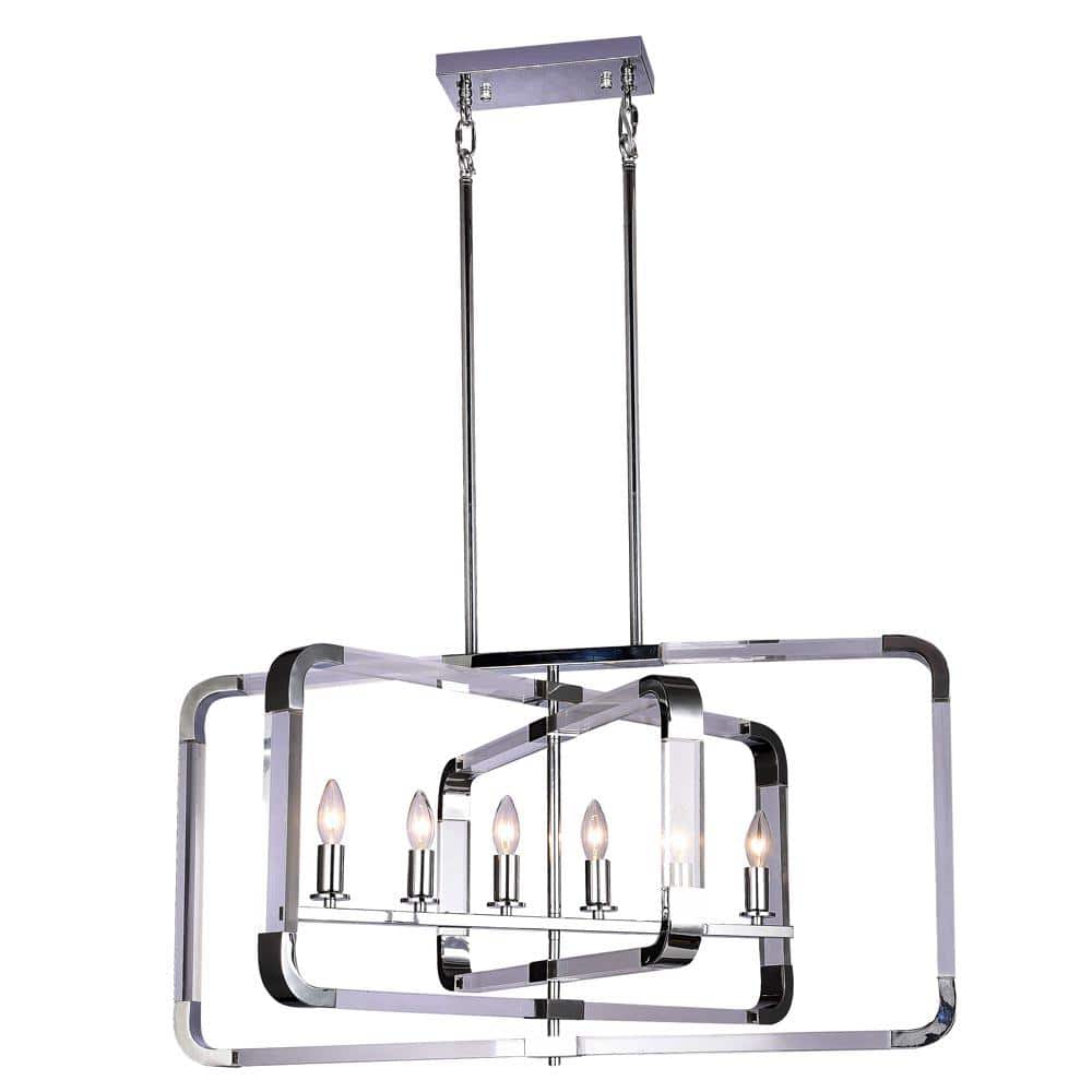 Brutus 6-Light Chrome Geometric;Candlestick Chandelier