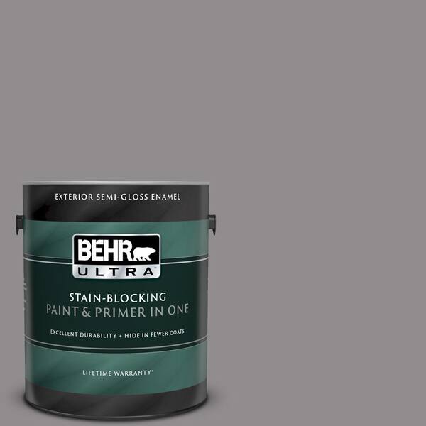 BEHR ULTRA 1 gal. #UL250-5 Plum Smoke Semi-Gloss Enamel Exterior Paint and Primer in One