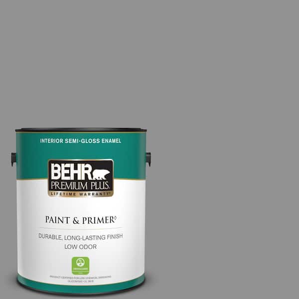 BEHR PREMIUM PLUS 1 gal. #N520-4 Cool Ashes Semi-Gloss Enamel Low Odor Interior Paint & Primer