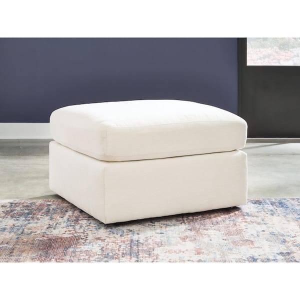 Signature DESIGN BY ASHLEY Modmax White Polyester Square Cocktail Medium Ottoman