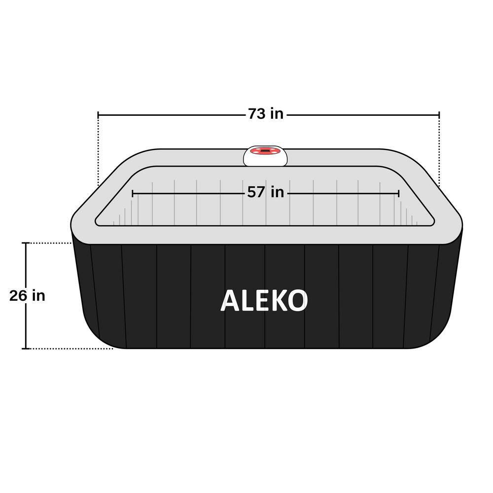Brown and White 6-Person Square Inflatable Hot Tub Spa with Cover