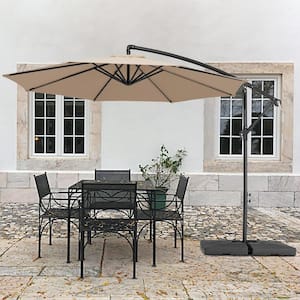 10 ft. Steel Cantilever Patio Umbrella with weighted base in Beige