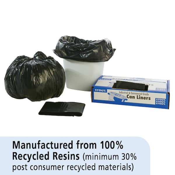 100 pieces of E-Clean 10L Garbage Trash bags bin liners on a roll -  Starsealed