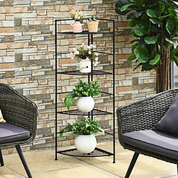 32.5 in. Indoor/Outdoor Metal Plant Stand Shelf Multilayer Potted Display Rack Patio Garden (7-Tiered)