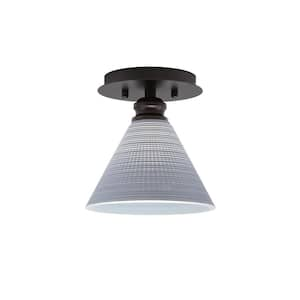 Albany 1-Light 7 in. Espresso Semi-Flush with Gray Matrix Glass Shade