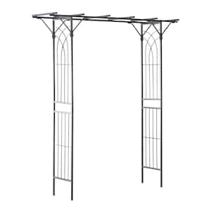 82 in. Decorate Metal Garden Trellis Arch for Backyard Celebrations with Beautiful Square Design and Rose Arch Black