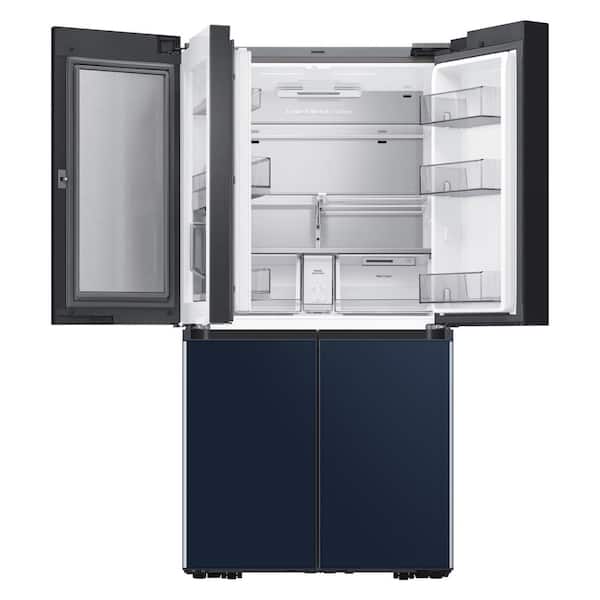 Samsung Bespoke 29 Cu Ft 4 Door Flex French Door Smart Refrigerator With Beverage Center In Navy Glass Standard Depth Rf29a The Home Depot