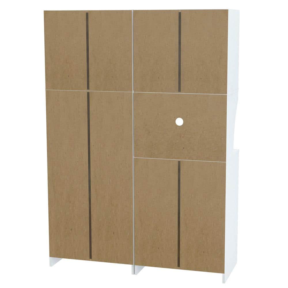 White and Oak 2-Piece Kitchen Pantry Storage Cabinet