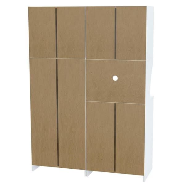 Inval Ready to Assemble 47.2 in. W x 66.93 in. H x 14.49 in. D Kitchen Storage Utility Cabinet in White, Vienes Oak (2-Piece)