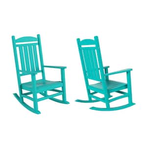 Kenly Turquoise Classic Plastic Outdoor Rocking Chair (Set of 2)