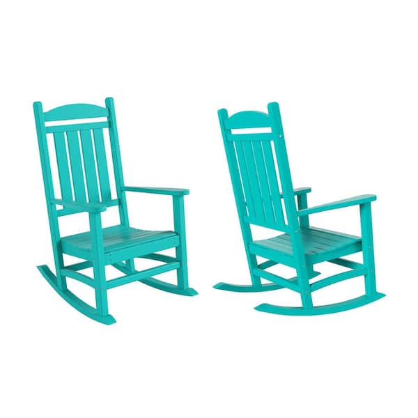 Kenly Turquoise Classic Plastic Outdoor Rocking Chair (Set of 2)