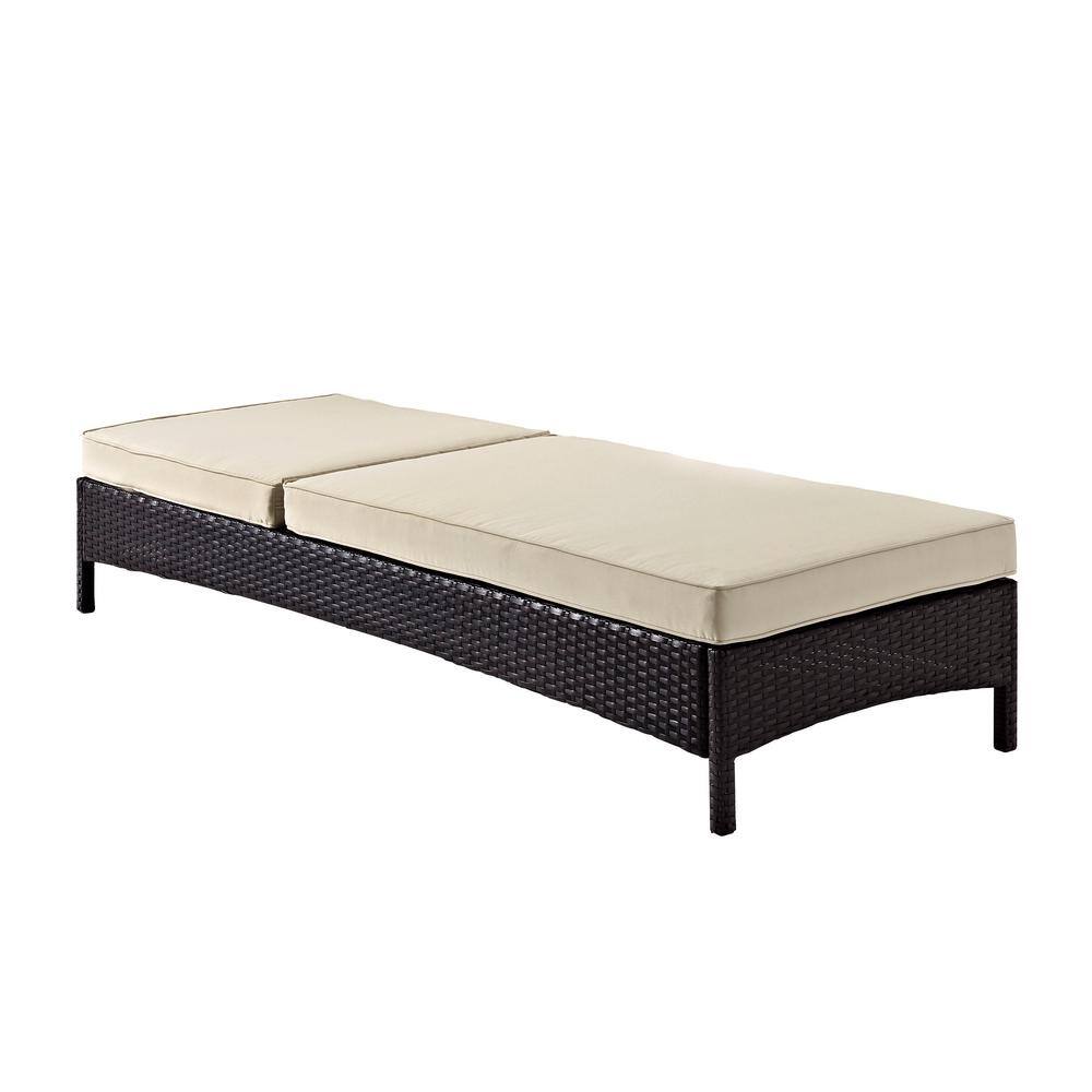 Beige Cushioned Steel Frame Outdoor Chaise Lounge
