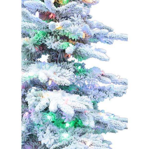 10FT Pre-Lit White Slim Pine Artificial Christmas Tree with Remote Control  and Metal Stand