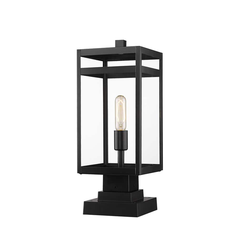 Nuri 19 .5 in. 1-Light Black Aluminum Hardwired Outdoor Weather Resistant P