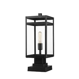 Nuri 19 .5 in. 1-Light Black Aluminum Hardwired Outdoor Weather Resistant Pier Mount Light with No Bulb Included