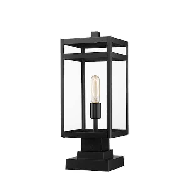 Nuri 19 .5 in. 1-Light Black Aluminum Hardwired Outdoor Weather Resistant Pier Mount Light with No Bulb Included