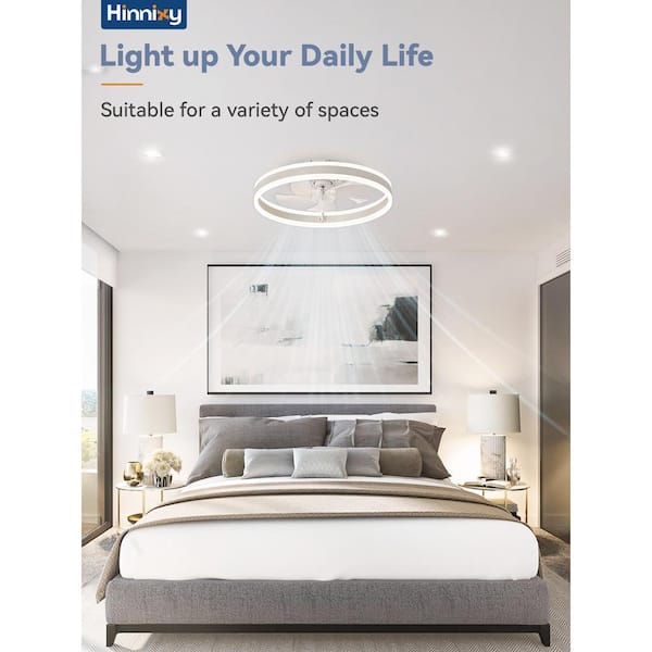 HINNIXY 20 in. Smart Indoor Matte White Flush Mount Color Changing